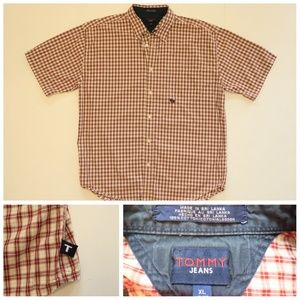 Tommy Jeans Vtg Hilfiger Short Sleeve Red Plaid